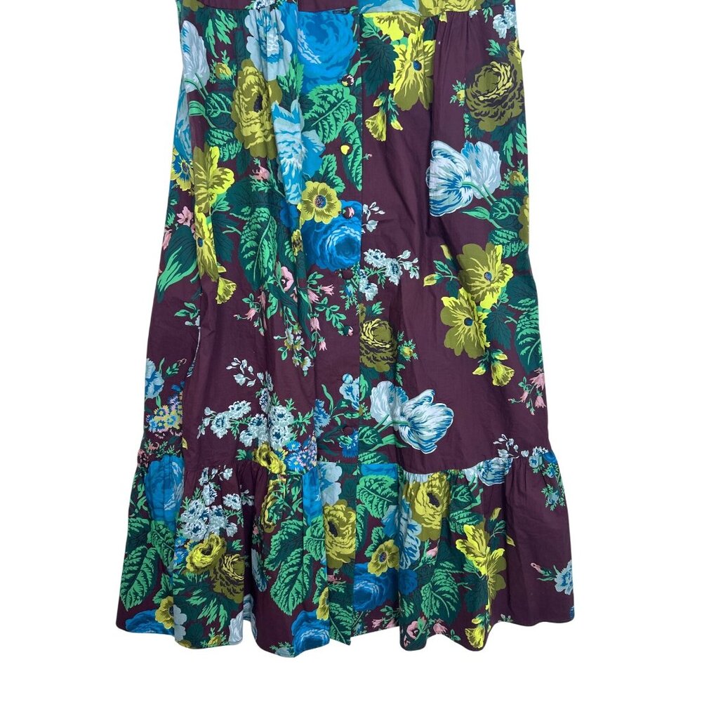 NWT Tuckernuck Alice Dress Merlot Sharp Floral Midi Dress Sz S Ruffles Cottage - Picture 4 of 13